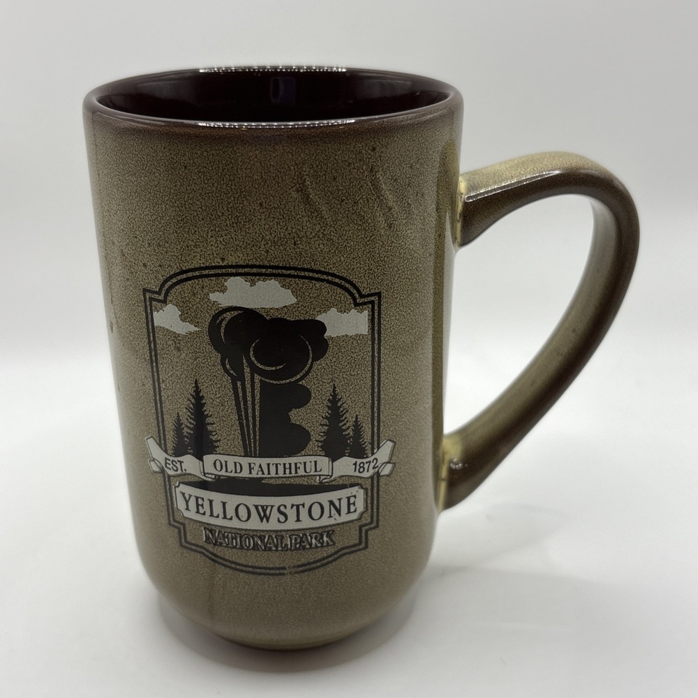 Yellowstone National Park Old Faithful Tall Coffee Mug Cup Camping Souvenir